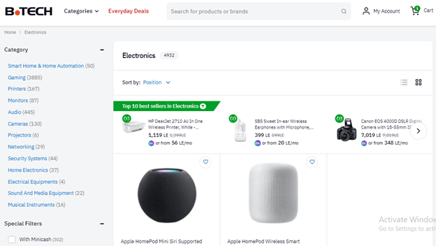 Personalized category page for electronics retailer