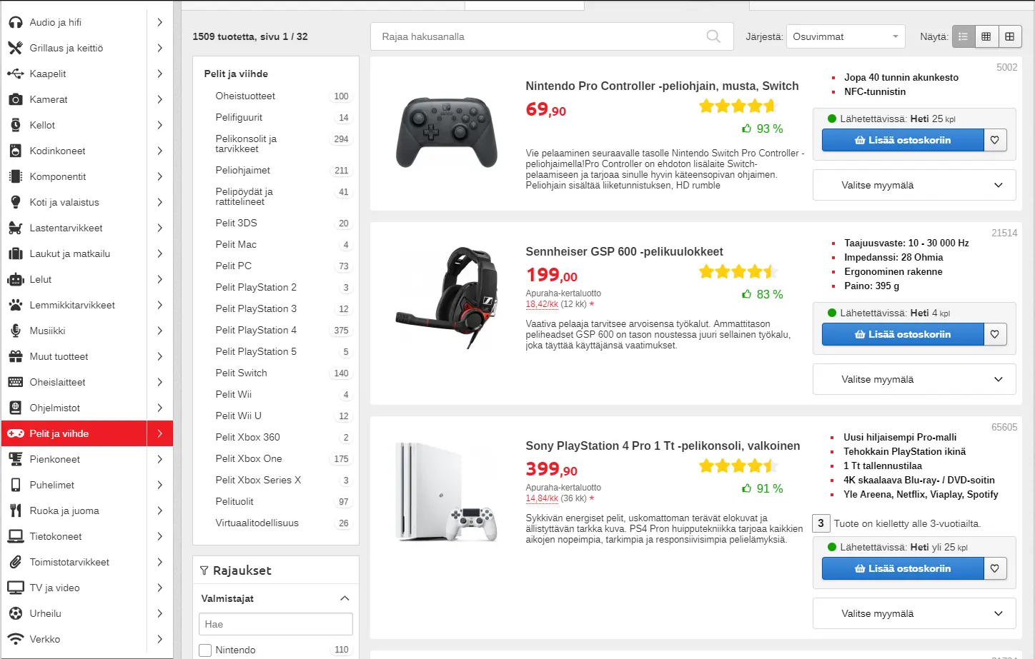 Verkkokauppa search personalization interface