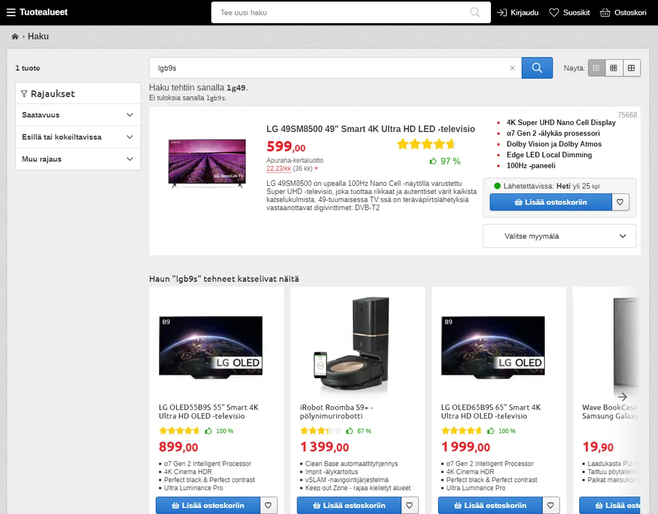 Verkkokauppa personalized commerce search
